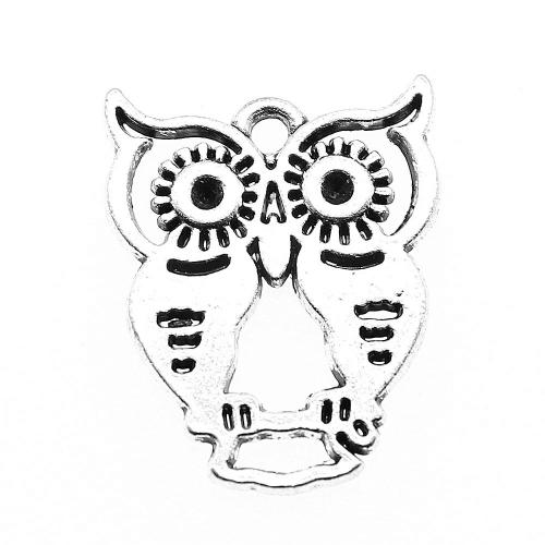 Zinc Alloy Animal Pendants Owl antique silver color plated vintage & fashion jewelry & DIY & hollow Sold By PC