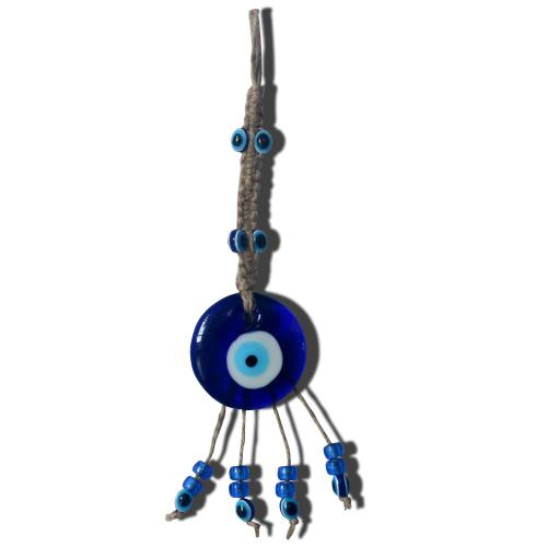 Hanging Ornaments Lampwork with Linen for home and office & evil eye pattern blue Sold By PC