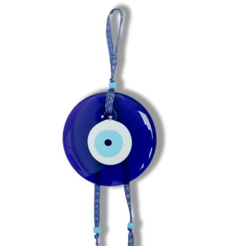 Hanging Ornaments Lampwork with Polyester Cord for home and office & evil eye pattern blue Sold By PC