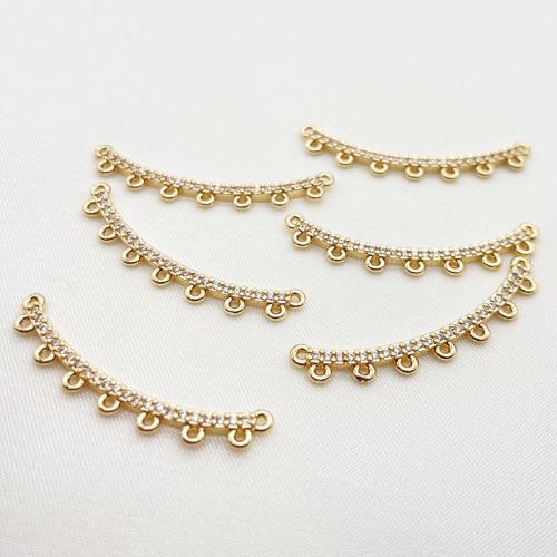 Hair Accessories DIY Findings, Brass, plated, micro pave cubic zirconia, golden, 5x33mm, 10PCs/Lot, Sold By Lot