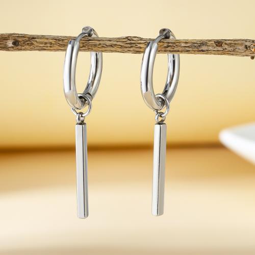 Huggie Hoop Drop Earring Titanium Steel plated for woman original color Sold By PC