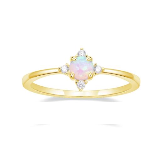 Zinc Alloy Finger Ring with Opal plated & micro pave cubic zirconia & for woman Sold By PC