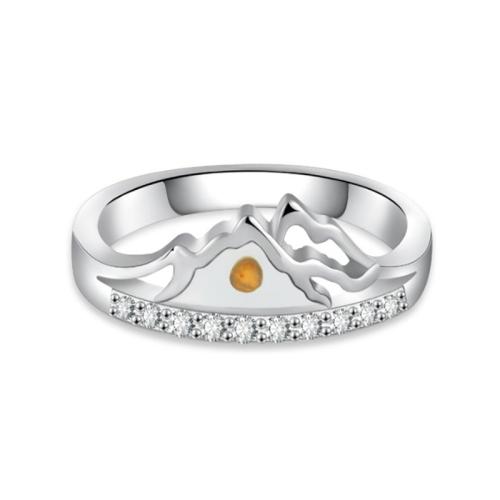 Zinklegering ringen, Zinc Alloy, plated, verschillende grootte voor keus & micro pave zirconia & voor vrouw & glazuur, zilver, Verkocht door PC