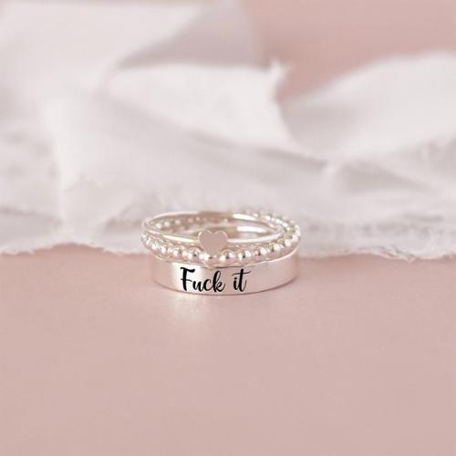 Zinc Alloy Ring Set plated three pieces & for woman silver color Sold By Set