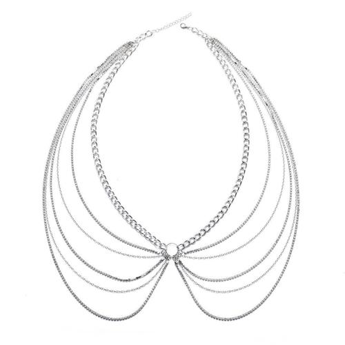 Lanac nakit, Cink Alloy, različitih stilova za izbor & za žene & s Rhinestone, srebro, Prodano By PC