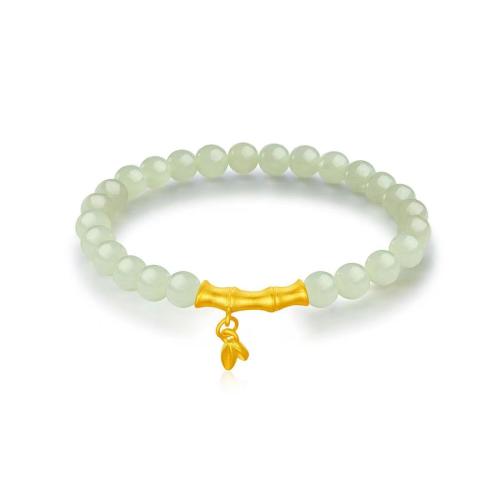 Hetian Jade Bracelet with Zinc Alloy Bamboo fashion jewelry & for woman Length Approx 6-8 Inch Sold By PC