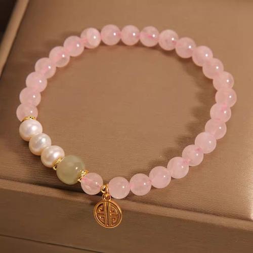 pierre gemme bracelet, avec perle de plastique & alliage de zinc, différents matériaux pour le choix & pour femme, Longueur Environ 6-8 pouce, Vendu par PC