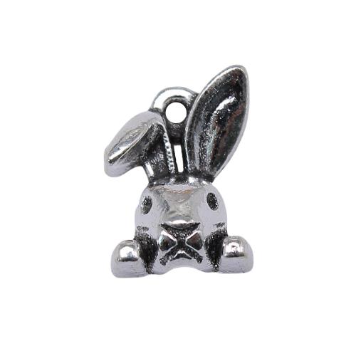 Zinc Alloy Animal Pendants Rabbit antique silver color plated vintage & fashion jewelry & DIY 13mm Sold By PC