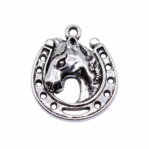 Cink Alloy životinja Privjesci, Konj, starinski srebrne boje pozlaćen, Berba & modni nakit & možete DIY, 21x19mm, Prodano By PC
