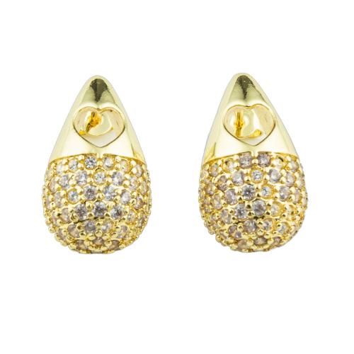 Cubic Zirconia Micro Pave Brass Earring, high quality plated, fashion jewelry & micro pave cubic zirconia & for woman, more colors for choice, 22x22x12mm, Sold By Pair