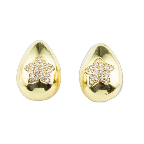 Messing oorbellen met micro-paved kubieke zirconia's, hoge kwaliteit gold plated, mode sieraden & micro pave zirconia & voor vrouw, 21x20x15mm, Verkocht door pair