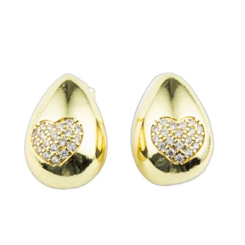 Messing oorbellen met micro-paved kubieke zirconia's, mode sieraden & micro pave zirconia & voor vrouw, 21x20x15mm, Verkocht door pair