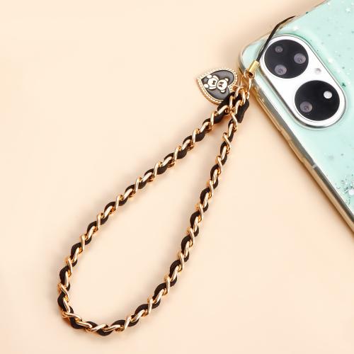 Mobile Phone Lanyard Zinc Alloy with Plastic silver color plated & for woman & enamel & with rhinestone nickel lead & cadmium free Sold By PC
