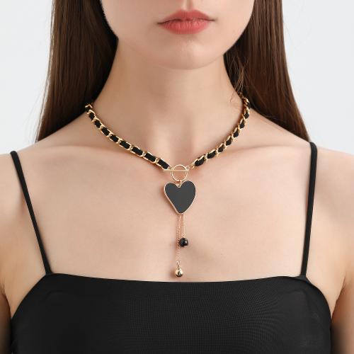 Zinc Alloy Jewelry Necklace gold color plated & for woman & enamel & with rhinestone nickel lead & cadmium free Sold By PC