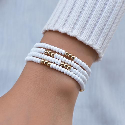 Seedbead Armband, med Järn, mode smycken, vit, 4PC/Ställ, Säljs av Ställ
