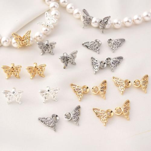 Brass Spacer Beads Butterfly plated DIY & micro pave cubic zirconia Sold By PC