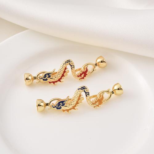 Brass Jewelry Clasps Dragon plated DIY & enamel Sold By PC