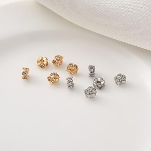Brass Spacer Beads plated DIY & micro pave cubic zirconia 4.50mm Sold By PC