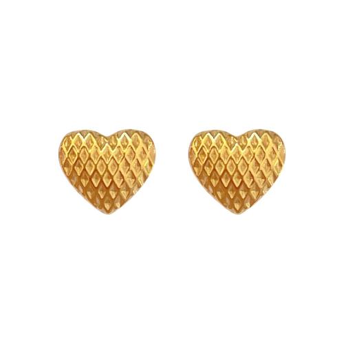 Brincos de garanhão de aço inoxidável, Aço inoxidável 304, Coração, joias de moda & para mulher, dourado, 8x7mm, vendido por par