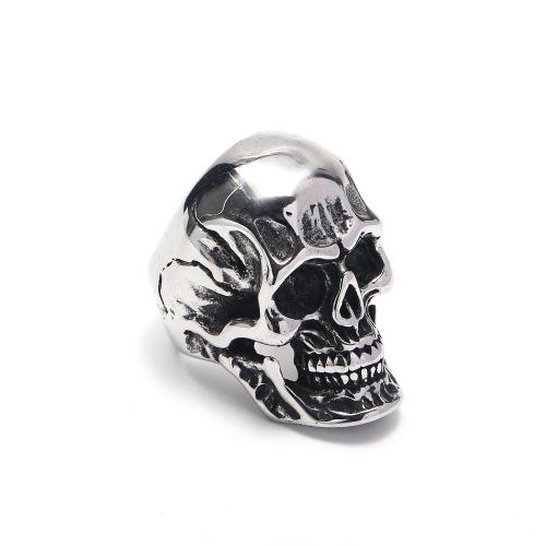 Stainless Steel Finger Ring 304 Stainless Steel Skull Vacuum Ion Plating fashion jewelry & for man Sold By PC