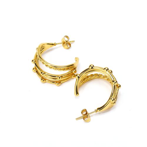 Roestvrij staal Stud Earrings, 304 roestvrij staal, mode sieraden & voor vrouw, gouden, 22x23mm, Verkocht door pair