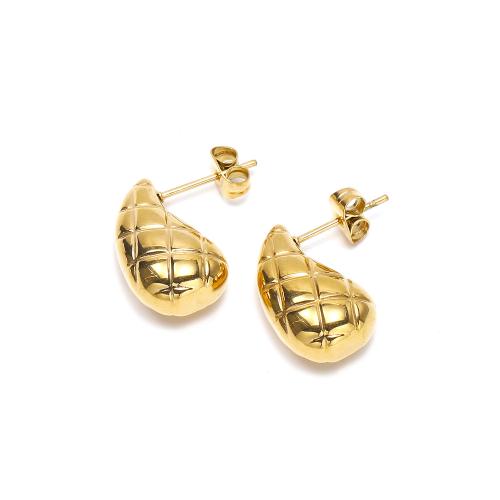 Roestvrij staal Stud Earrings, 304 roestvrij staal, Traan, mode sieraden & voor vrouw, gouden, 18x11mm, Verkocht door pair