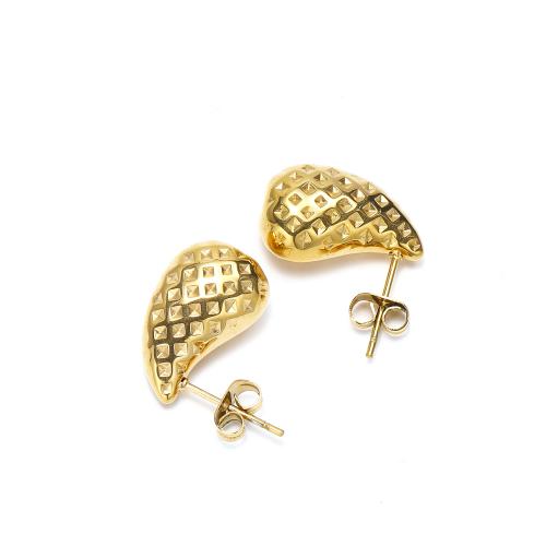 Stainless Steel Stud Earrings 304 Stainless Steel Teardrop Vacuum Ion Plating fashion jewelry & for woman golden Sold By Pair