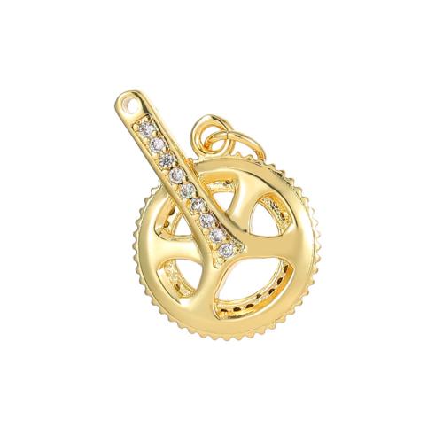 Cubic Zirconia Micro Pave Brass Pendant with Shell plated DIY & micro pave cubic zirconia & enamel Sold By PC