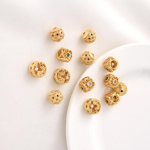 Brass Spacer Beads with Plastic Pearl plated DIY & micro pave cubic zirconia golden Sold By PC