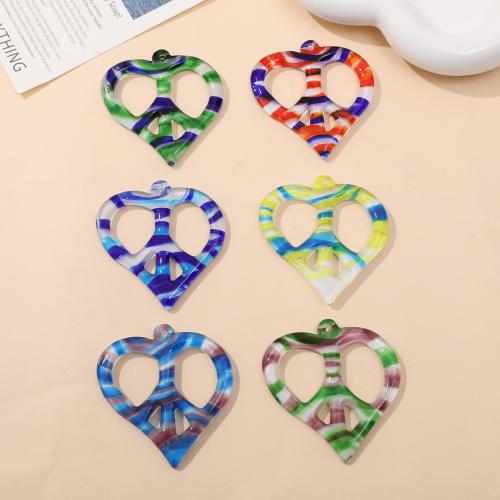 Fashion Lampwork Pendants, Heart, fashion jewelry & DIY & hollow, more colors for choice, 58x54mm, Sold By PC