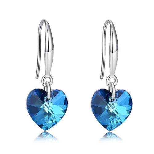 925 Sterling Silver Drop &  Dangle Earrings with Austrian Crystal Heart fashion jewelry & for woman Sold By Pair