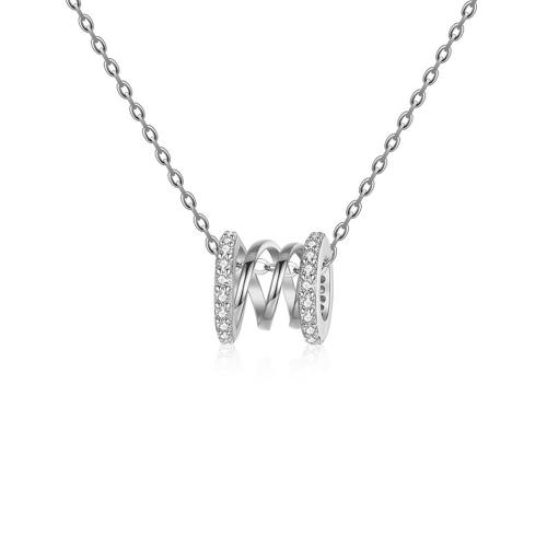 Zircon cubique Micro Pave collier en argent Sterling, Argent sterling 925, avec 5cm chaînes de rallonge, bijoux de mode & pavé de micro zircon & pour femme, plus de couleurs à choisir, Longueur Environ 40 cm, Vendu par PC