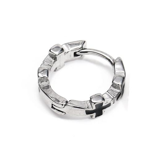 Stainless Steel Huggie Hoop Earring 304 Stainless Steel Cross fashion jewelry & for man & enamel original color Sold By PC