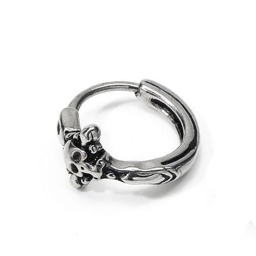 Stainless Steel Huggie Hoop Earring 304 Stainless Steel Skull punk style & for man original color Sold By PC
