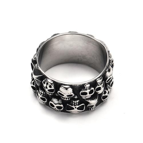 Stainless Steel Finger Ring 304 Stainless Steel Skull Antique finish fashion jewelry & for man original color Sold By PC