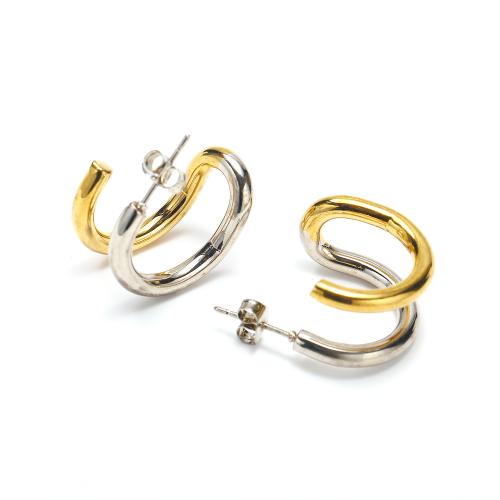 Roestvrij staal Stud Earrings, 304 roestvrij staal, mode sieraden & voor vrouw, gemengde kleuren, 19x20mm, Verkocht door pair