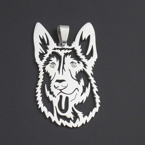 Stainless Steel Animal Pendants 304 Stainless Steel Wolf plated DIY silver color Sold By PC