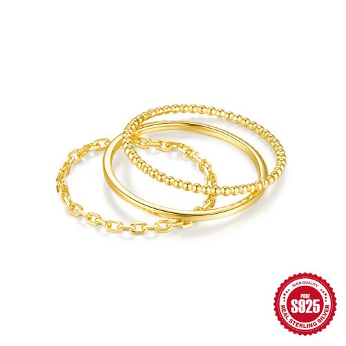 純銀ジュエリー指輪, 92.5％純度シルバー, 3個 & 女性用, ゴールド, サイズ:7, 売り手 セット