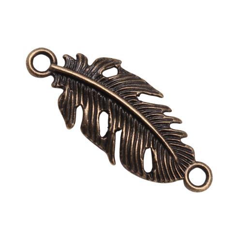 Zinc Alloy Connector Feather antique bronze color plated vintage & fashion jewelry & DIY & 1/1 loop Sold By PC