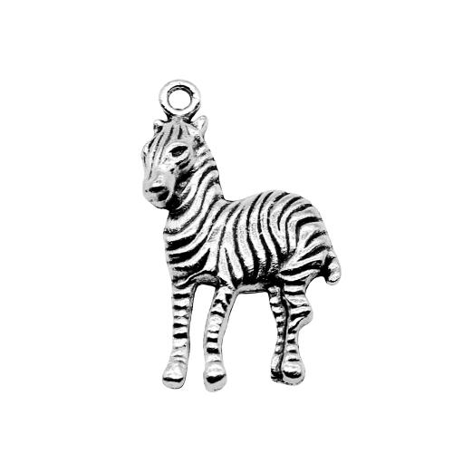 Wisiorki ze stopu cynku ze zwierzętami, Stop cynku, Zebra, Platerowane kolorem starego srebra, Vintage & biżuteria moda & DIY, 30x17mm, sprzedane przez PC