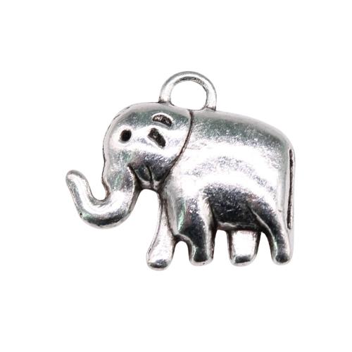 سبائك الزنك المعلقات الحيوان, فيل, قطع أثرية فضية اللون مطلي, خمر & مجوهرات الموضة & ديي, 20x18mm, تباع بواسطة PC