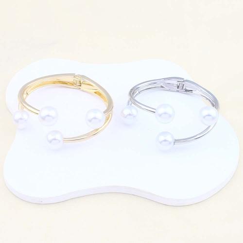Zinc Alloy Bangle with Plastic Pearl & Iron plated fashion jewelry nickel lead & cadmium free Sold By Bag