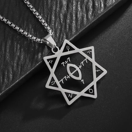 Stainless Steel Jewelry Necklace 304 Stainless Steel Hexagram plated fashion jewelry silver color Length 60 cm Sold By PC