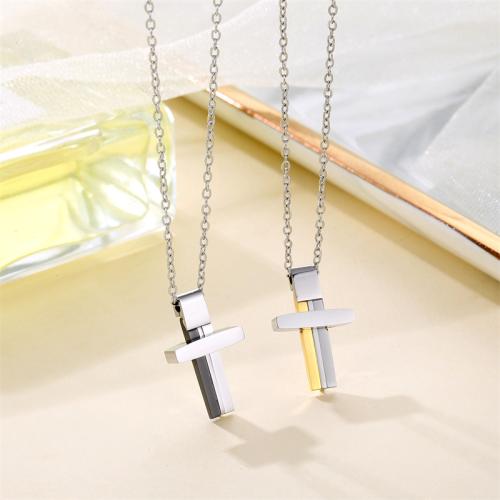 Titanium Steel Necklace Cross plated Unisex Length Approx 51-60 cm Sold By PC