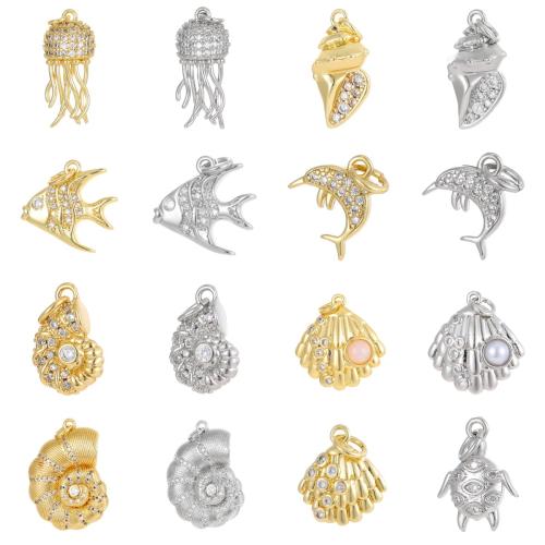 Befestigter Zirkonia Messing Anhänger, Kupfer, plattiert, DIY & verschiedene Stile für Wahl & Micro pave Zirkonia, verkauft von PC