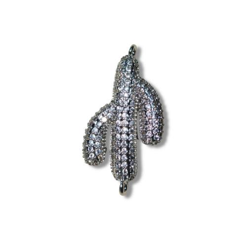 Cubic Zirconia Micro Pave Brass Pendant, Opuntia Stricta, plated, DIY & micro pave cubic zirconia, more colors for choice, nickel, lead & cadmium free, Sold By Bag