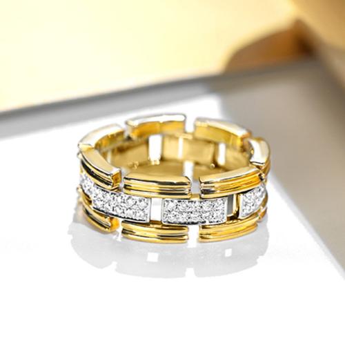 Cubic Zirconia Micro Pave Brass Ring, plated, different size for choice & micro pave cubic zirconia & for woman & two tone & hollow, Sold By PC