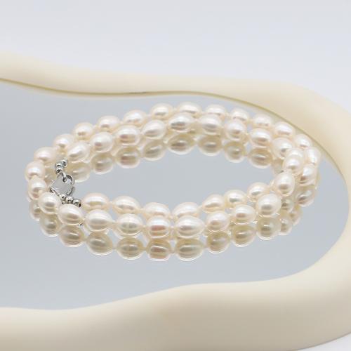 Freshwater Cultured Pearl Bracelet, Freshwater Pearl, with 304 Stainless Steel, Baroque, fashion jewelry, more colors for choice, pearl size 7-8mm, Sold Per 43 cm Strand