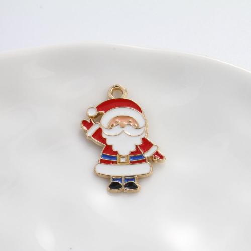Tibetan Style Christmas Pendants, Santa Claus, gold color plated, DIY & enamel, mixed colors, 25.40x15x1.30mm, Sold By PC
