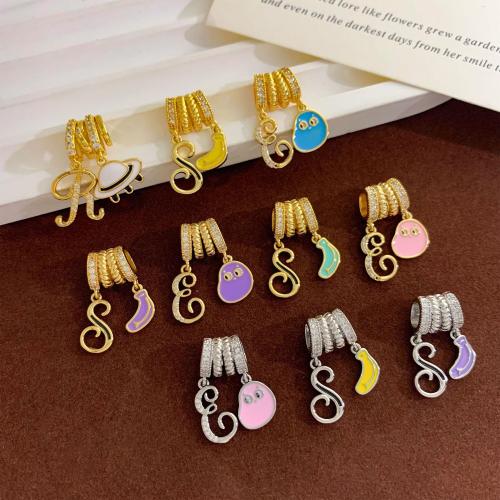 Befestigter Zirkonia Messing Anhänger, Reis, plattiert, DIY & Micro pave Zirkonia & Emaille, keine, frei von Nickel, Blei & Kadmium, verkauft von PC